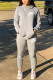 Grey Fashion Casual Letter Embroidery Basic Hooded Collar Long Sleeve Two Pieces