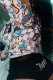 White Casual Print Turndown Collar Mid Waist Tops