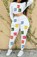 White Fashion Casual Print Basic O Neck Long Sleeve Two Pieces