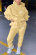 Khaki Fashion Casual Letter Embroidery Basic Hooded Collar Long Sleeve Two Pieces