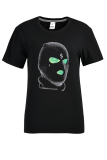 Black Fashion Street Print Patchwork O Neck T-Shirts
