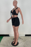 Pink Fashion Sexy Solid Patchwork V Neck Sleeveless Two Pieces