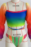 Colour Fashion Sexy Gradual Change Print Bandage Swimwears (With Paddings)