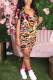 Multicolor Sexy Casual Cute Print O Neck Short Sleeve Two Pieces