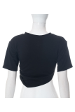Black Fashion Print Patchwork O Neck T-Shirts