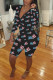 Black Sexy Print V Neck Regular Rompers