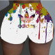 White Fashion Casual Letter Print Basic Skinny Mid Waist Shorts