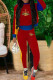Red Casual Print Patchwork O Neck Long Sleeve Two Pieces