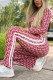 Red Fashion Casual Print Patchwork Half A Turtleneck Long Sleeve Two Pieces