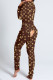 Brown Living Print Patchwork Skinny Jumpsuits
