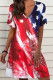 Red Casual Print Patchwork V Neck Straight Dresses