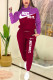 Red Fashion Casual Letter Print Patchwork Hooded Collar Long Sleeve Two Pieces