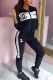 Black Casual Print Letter Turndown Collar Long Sleeve Two Pieces