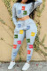 Grey Fashion Casual Print Basic O Neck Long Sleeve Two Pieces