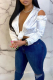 White Sexy Solid Bandage Patchwork V Neck Tops