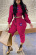 Red Fashion Casual Print Basic Hooded Collar Long Sleeve Two Pieces