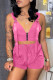 Pink Fashion Sexy Solid Patchwork V Neck Sleeveless Two Pieces