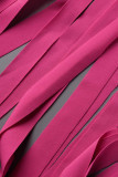 Pink Fashion Sexy Solid Tassel One Shoulder A Line Dresses