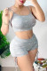 Silver Sexy Sportswear Print Basic O Neck Sleeveless Two Pieces