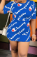 Blue Casual Print Patchwork O Neck Half Sleeve Two Pieces