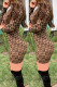 Earth Yellow Fashion Casual Print Basic O Neck Long Sleeve Dress