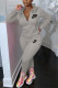 Grey Fashion Casual Embroidery Basic Hooded Collar Long Sleeve Two Pieces