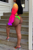 Colour Fashion Sexy Gradual Change Print Bandage Swimwears (With Paddings)