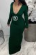 Green Fashion Sexy Print Letter V Neck One Step Skirt Dresses