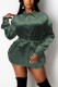Light Green Fashion Casual Print Basic Turndown Collar Tops
