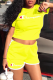 Yellow Casual Print Letter O Neck Short Sleeve Two Pieces