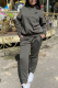 Black Green Casual Print Letter Hooded Collar Long Sleeve Two Pieces