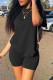 Black Fashion Casual Solid Patchwork Basic O Neck Short Sleeve Two Pieces