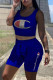 Blue Fashion Casual Hot Drilling Basic O Neck Sleeveless Two Pieces