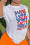 White Fashion Casual Letter Print Basic O Neck T-Shirts