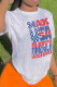 White Fashion Casual Letter Print Basic O Neck T-Shirts