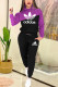 Black Fashion Casual Letter Print Patchwork Hooded Collar Long Sleeve Two Pieces