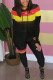 Black Fashion Casual Patchwork Embroidered Hooded Collar Long Sleeve Two Pieces