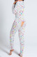 White Living Print Patchwork Skinny Jumpsuits