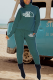 Ink Green Street Print Letter Turtleneck Long Sleeve Two Pieces