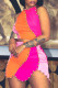 Rose Red Sexy Solid Rivets Patchwork Asymmetrical O Neck Sleeveless Two Pieces