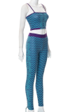 Cyan Sexy Print Patchwork Spaghetti Strap Sleeveless Two Pieces