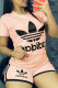 Apricot Fashion Casual Print Basic O Neck Short Sleeve Two Pieces