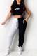Black Fashion Casual Print Patchwork O Neck Sleeveless Two Pieces