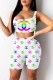 White Fashion Casual Print Letter U Neck Sleeveless Two Pieces
