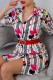 Stripe Casual Print Shirt Collar Tops