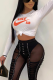 Orange Casual Print Letter O Neck Tops