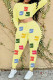 Yellow Fashion Casual Print Basic O Neck Long Sleeve Two Pieces