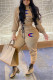 Khaki Fashion Casual Print Basic Hooded Collar Long Sleeve Two Pieces