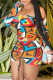 Multicolor Fashion Sexy Print Backless Off the Shoulder Long Sleeve Dresses