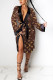 Brown Sexy Print Patchwork With Belt V Neck Dresses